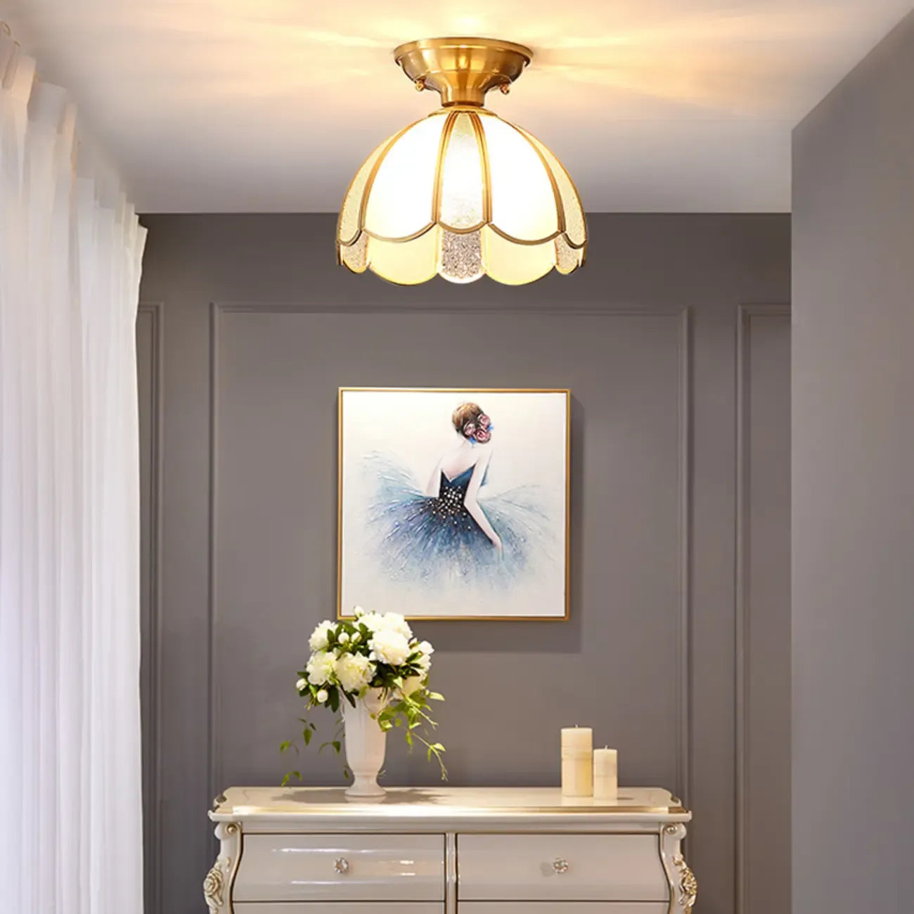 Modern Geometric Semi Flush Ceiling Light for Living Room