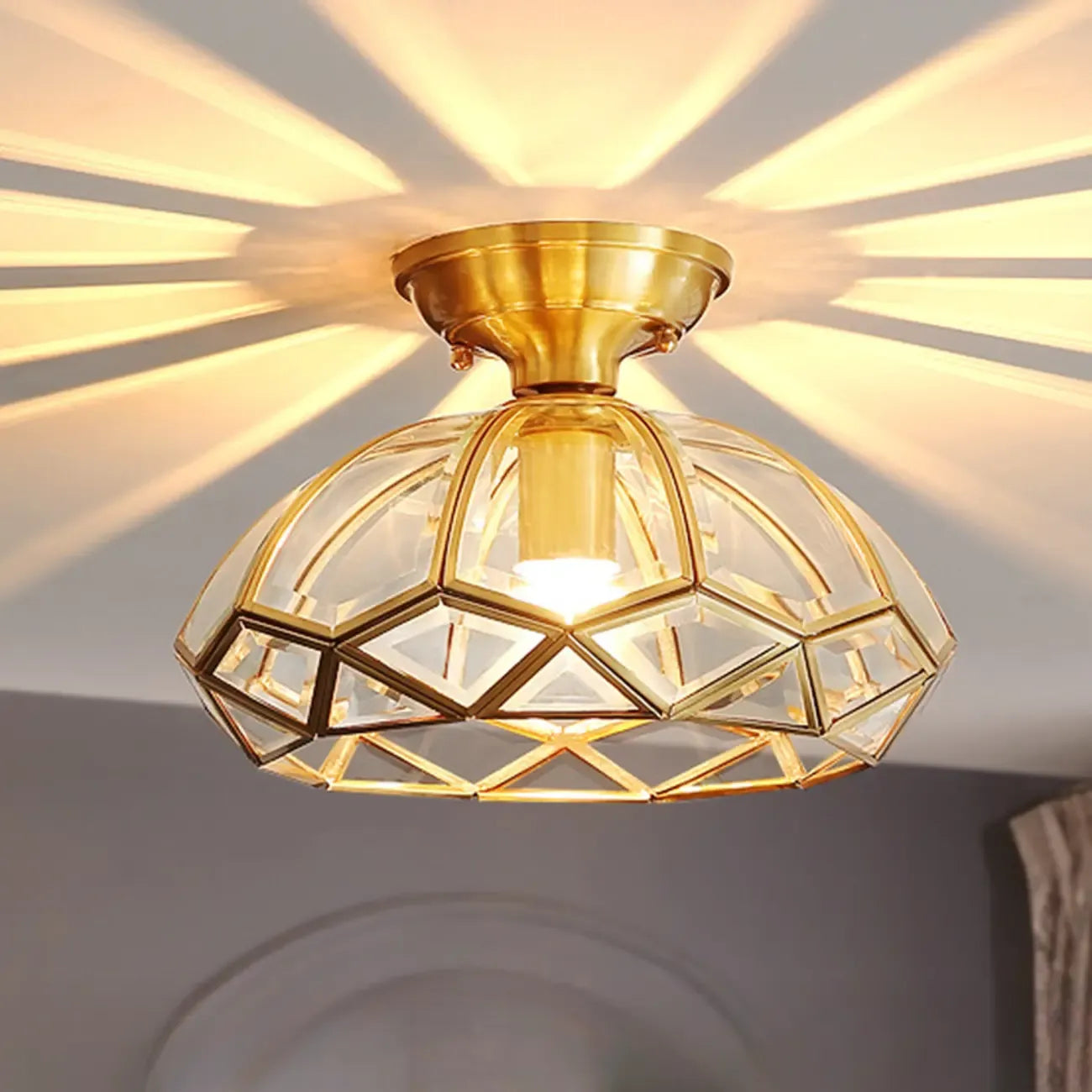 Modern Geometric Semi Flush Ceiling Light for Living Room