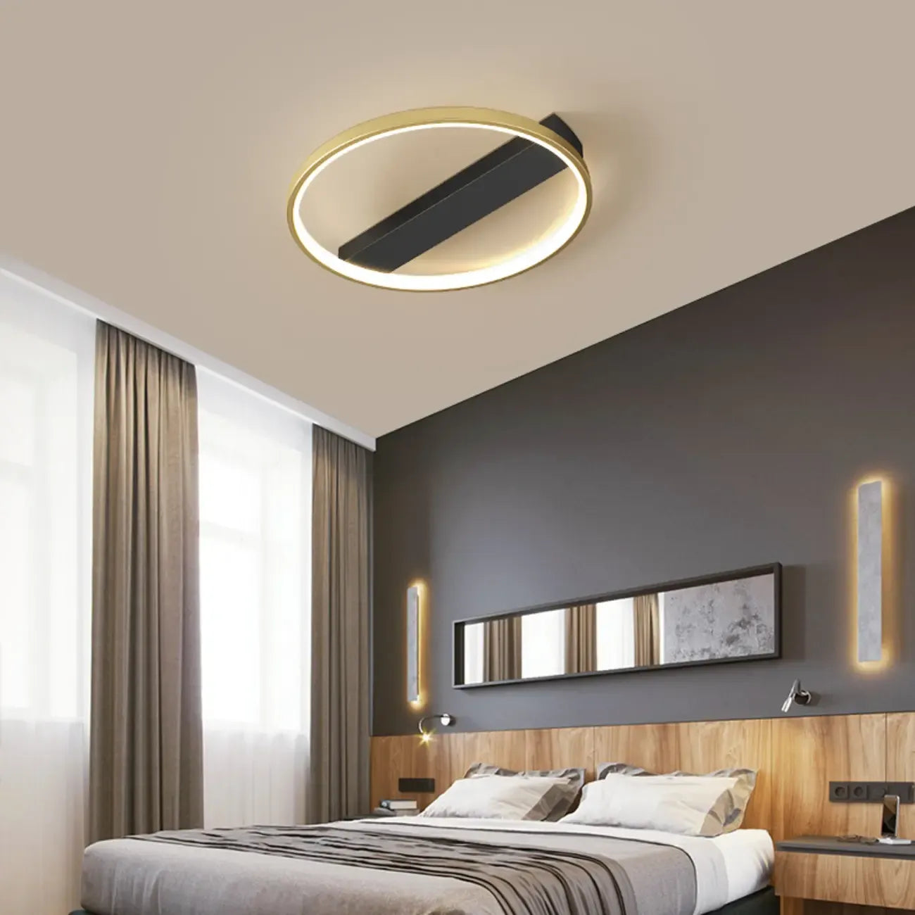 Modern LED Semi Flush Mount Ceiling Light for Bedroom