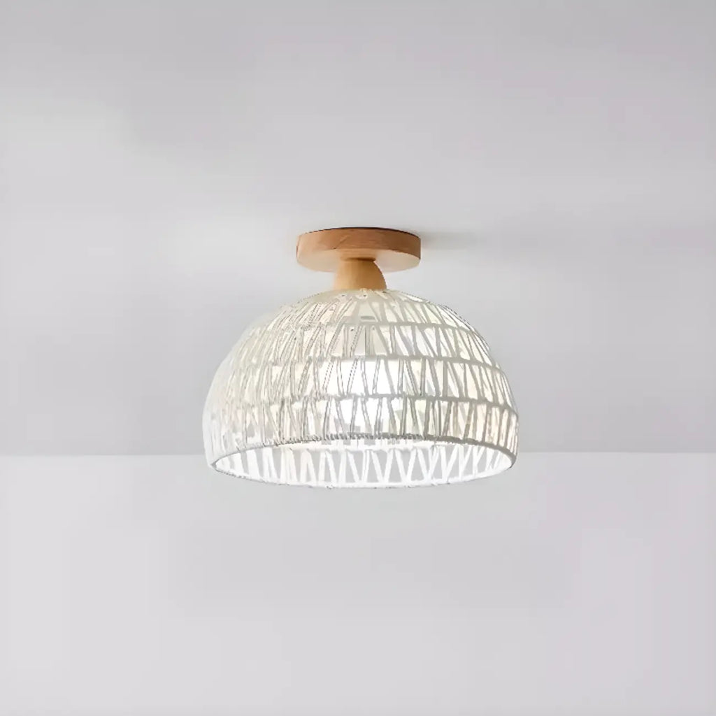 Oriental Fabric Semi Flush Ceiling Light for Residential Use