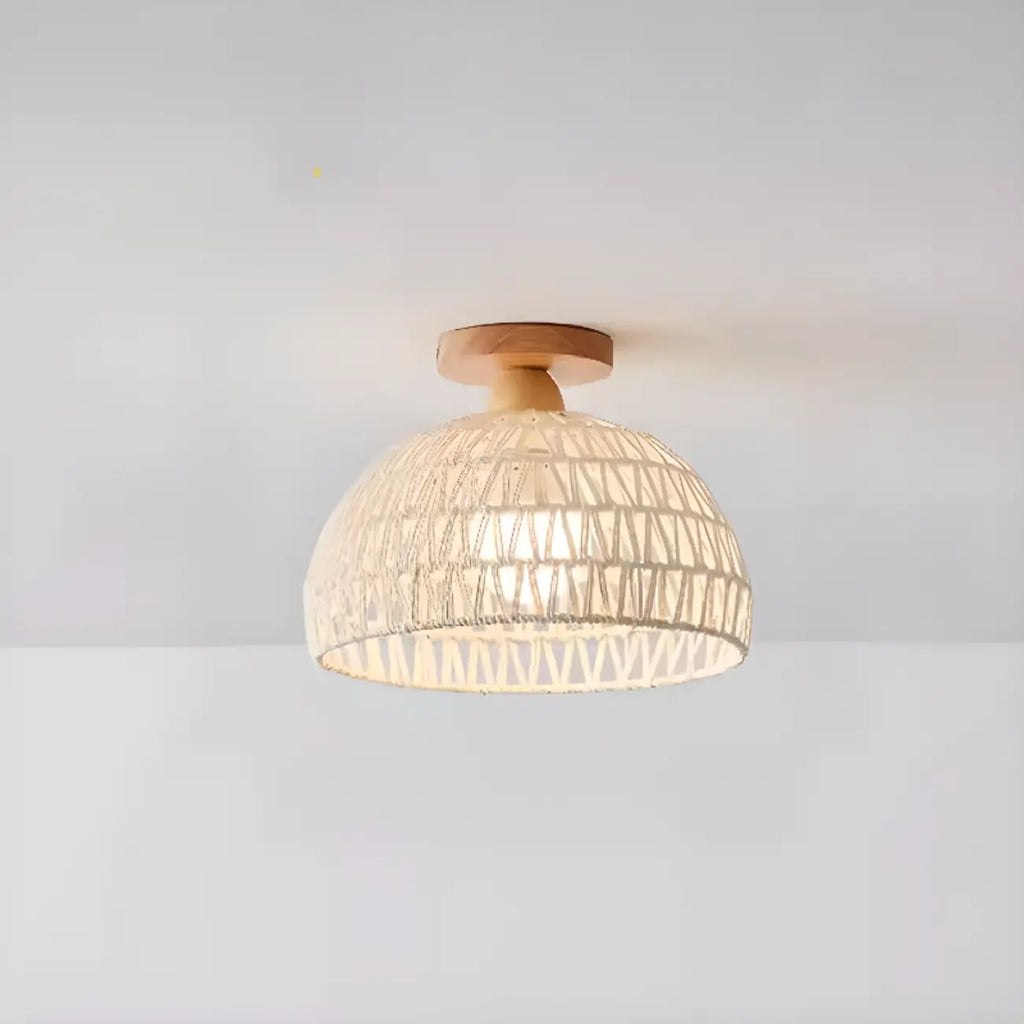Oriental Fabric Semi Flush Ceiling Light for Residential Use