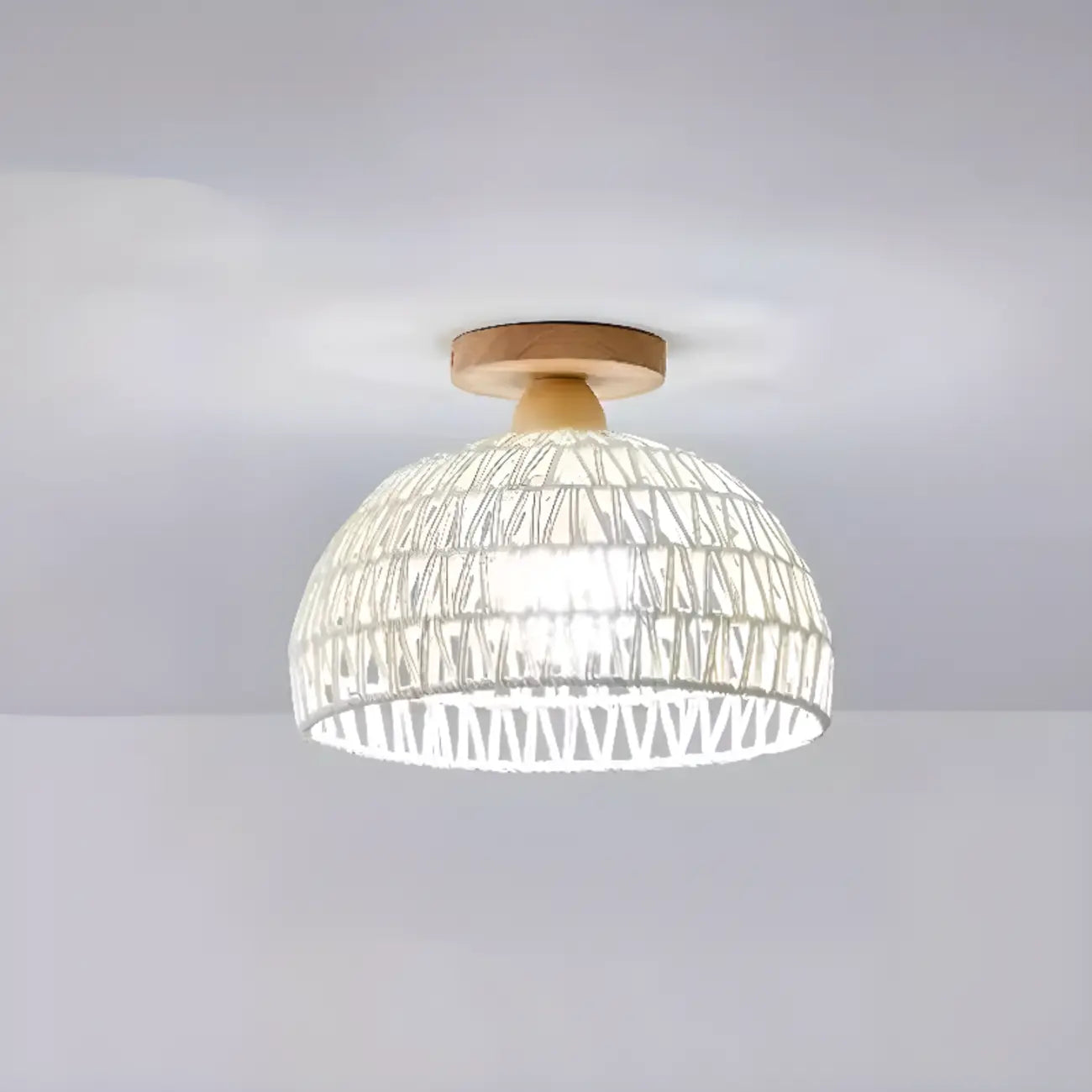 Oriental Fabric Semi Flush Ceiling Light for Residential Use