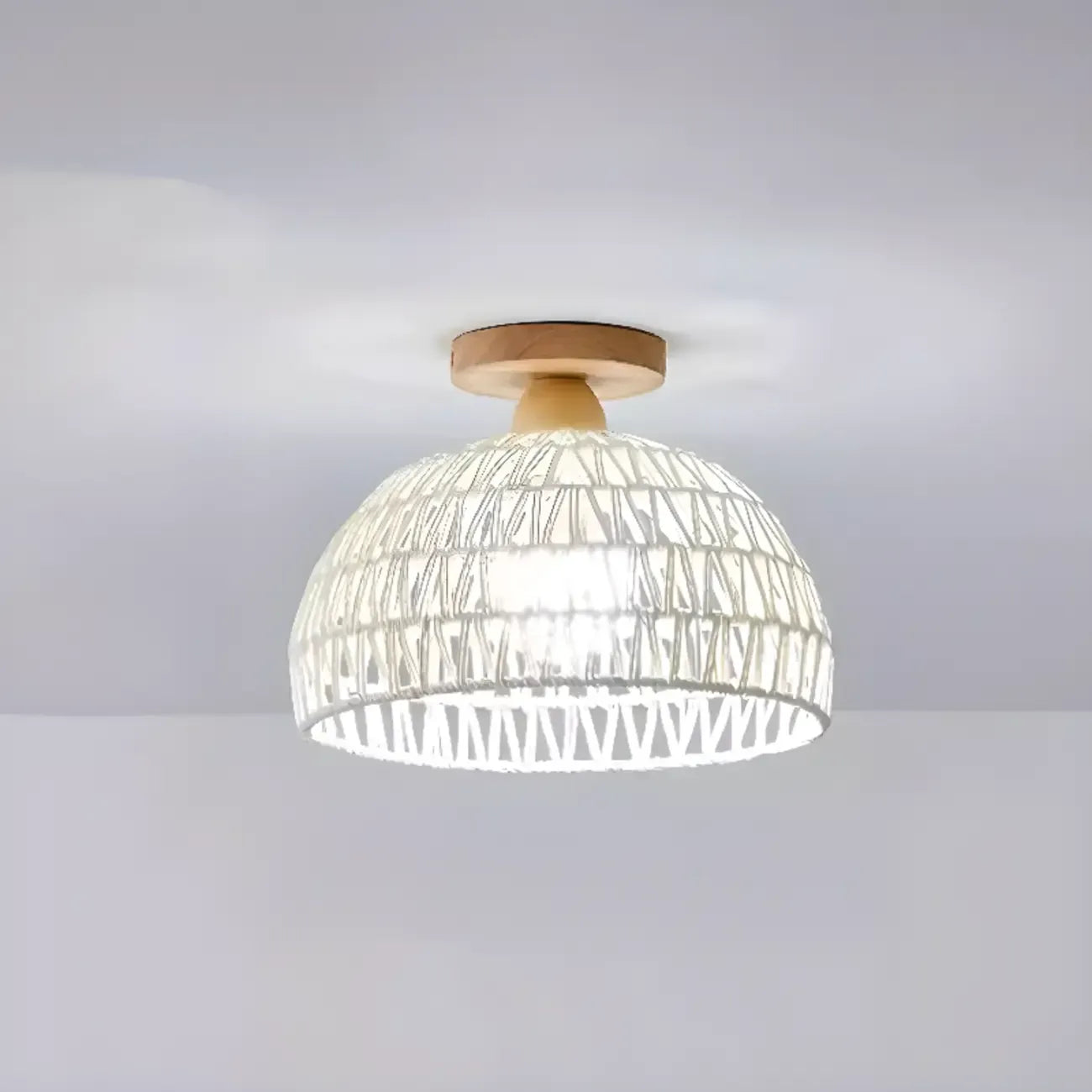 Oriental Fabric Semi Flush Ceiling Light for Residential Use
