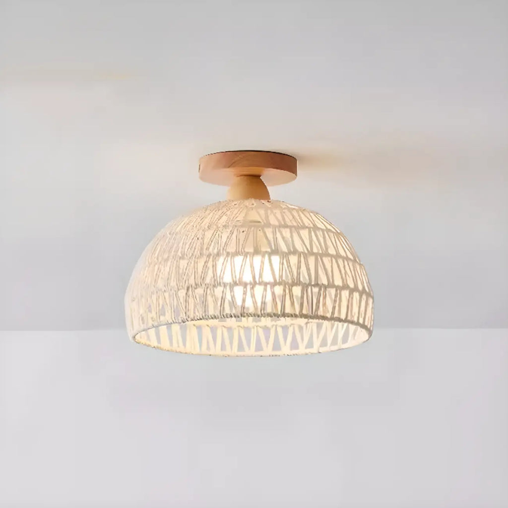 Oriental Fabric Semi Flush Ceiling Light for Residential Use