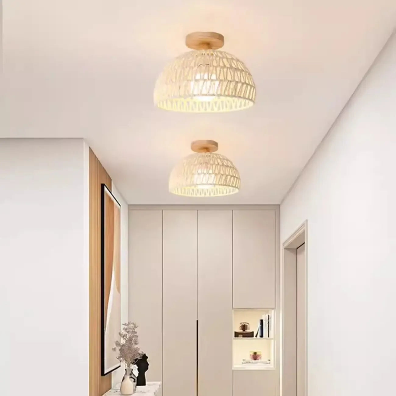 Oriental Fabric Semi Flush Ceiling Light for Residential Use