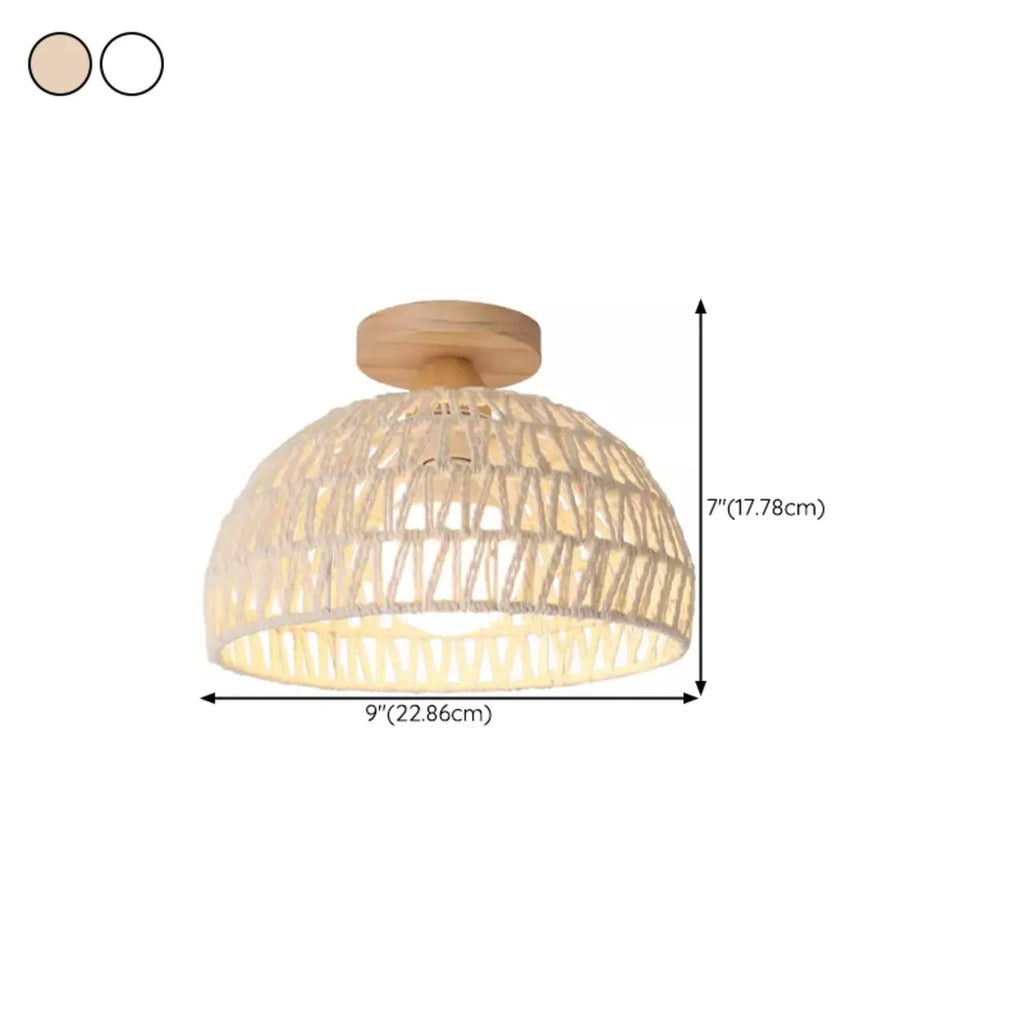 Oriental Fabric Semi Flush Ceiling Light for Residential Use
