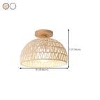Oriental Fabric Semi Flush Ceiling Light for Residential Use