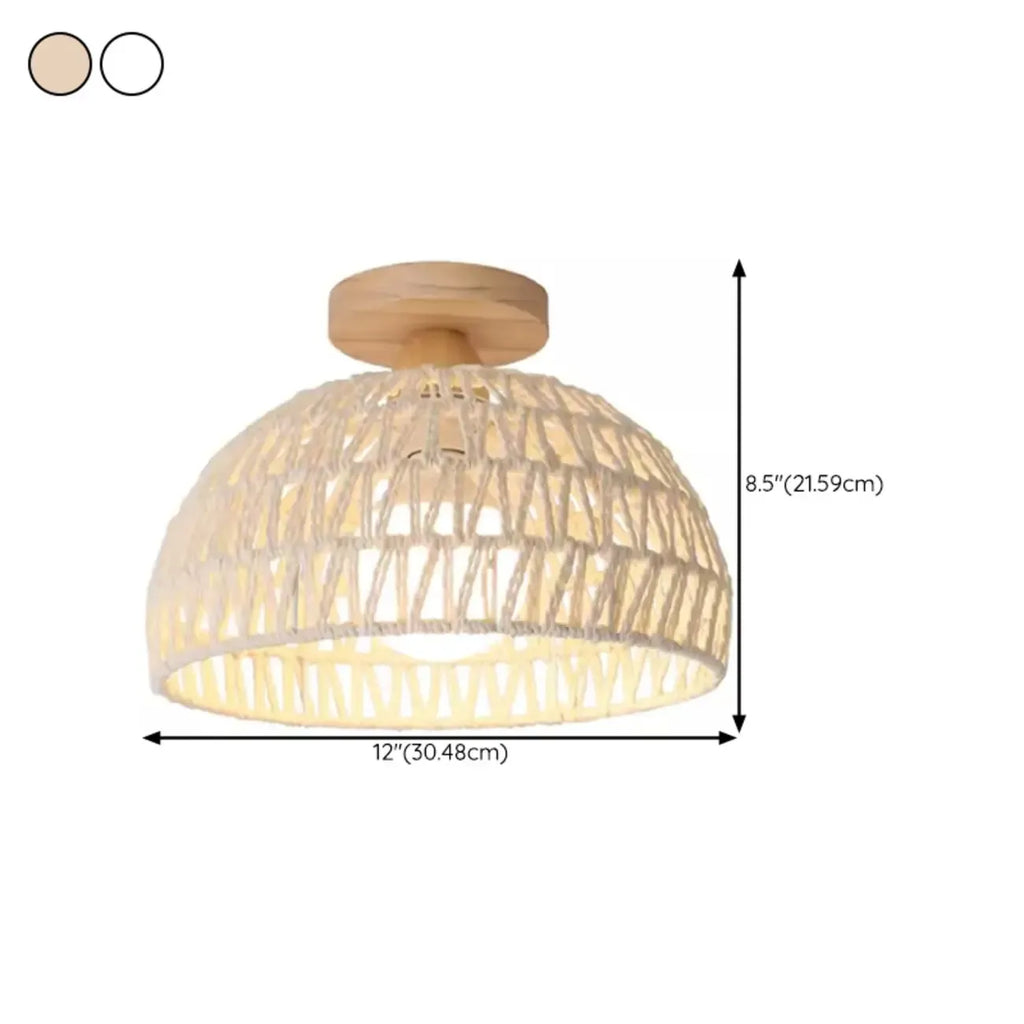 Oriental Fabric Semi Flush Ceiling Light for Residential Use