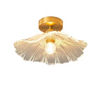 Modern Floral Glass Semi-Flush Ceiling Light for Entryway