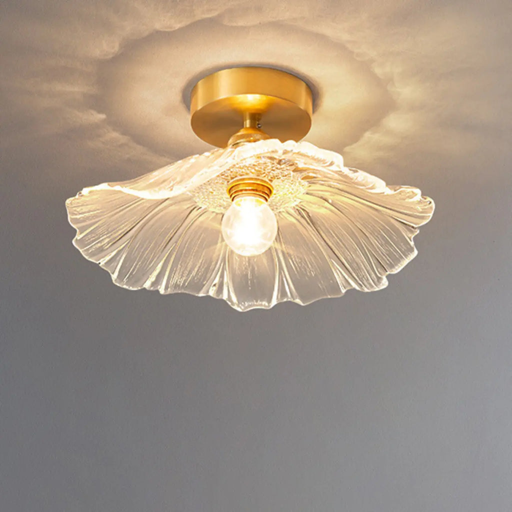 Modern Floral Glass Semi-Flush Ceiling Light for Entryway