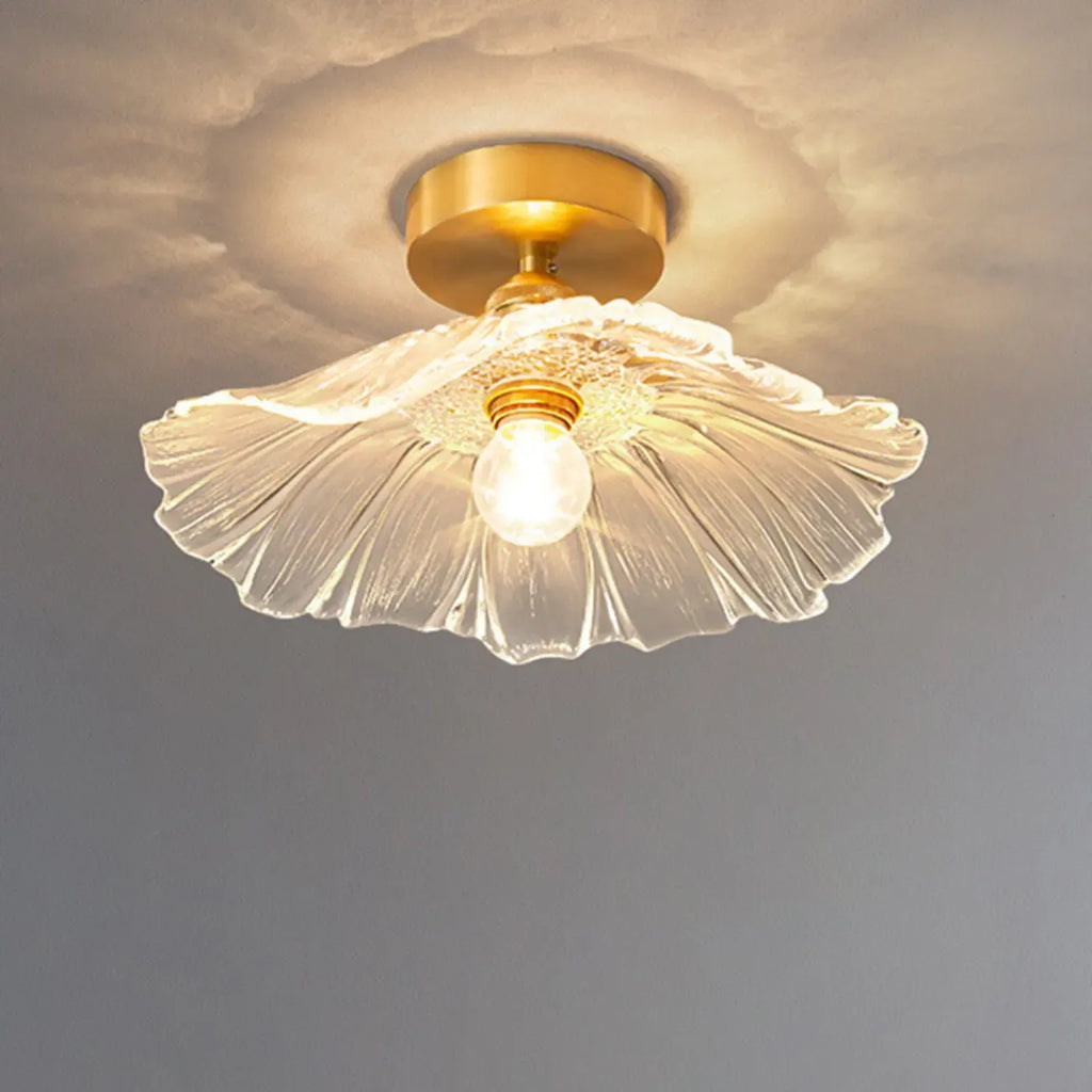 Modern Floral Glass Semi-Flush Ceiling Light for Entryway