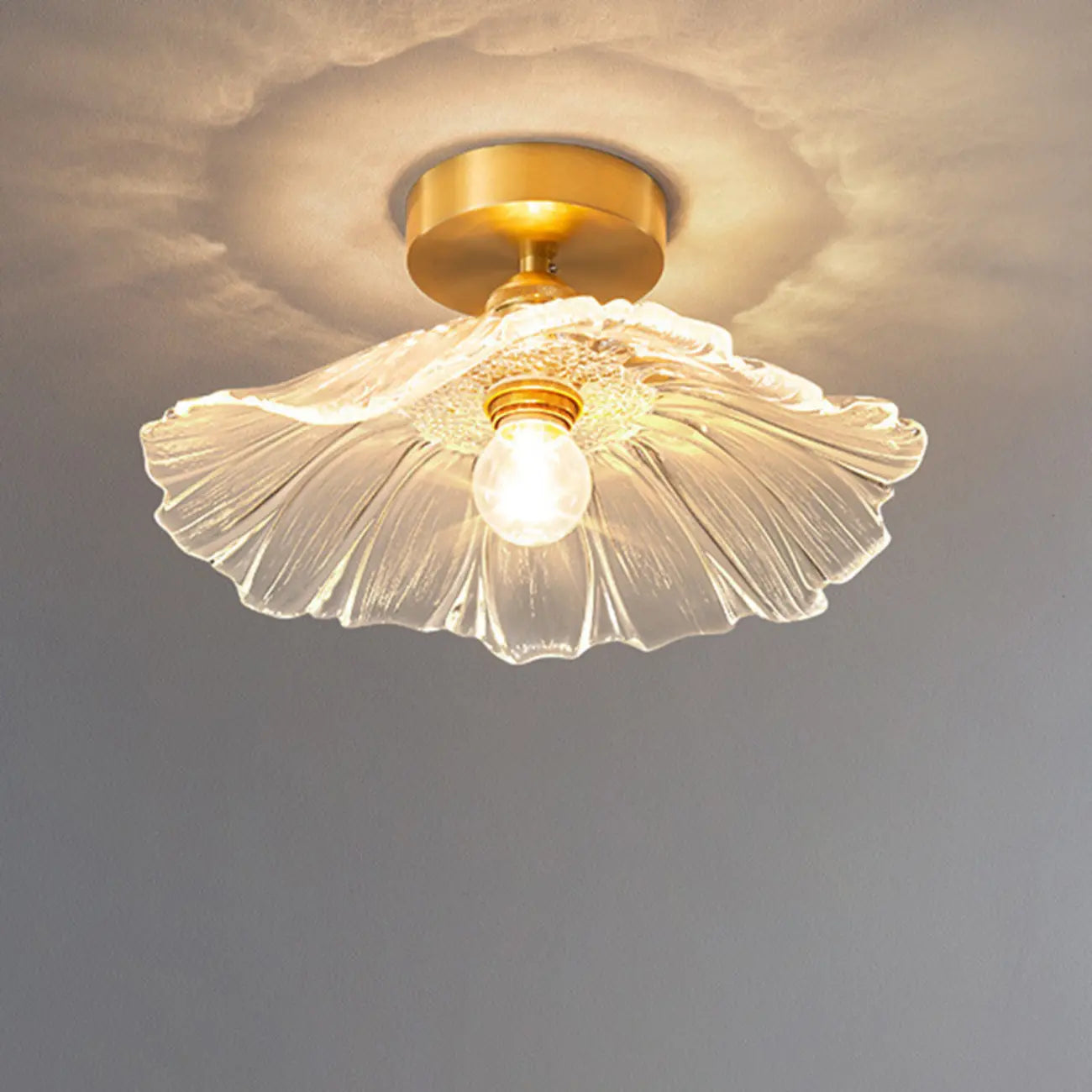 Modern Floral Glass Semi-Flush Ceiling Light for Entryway