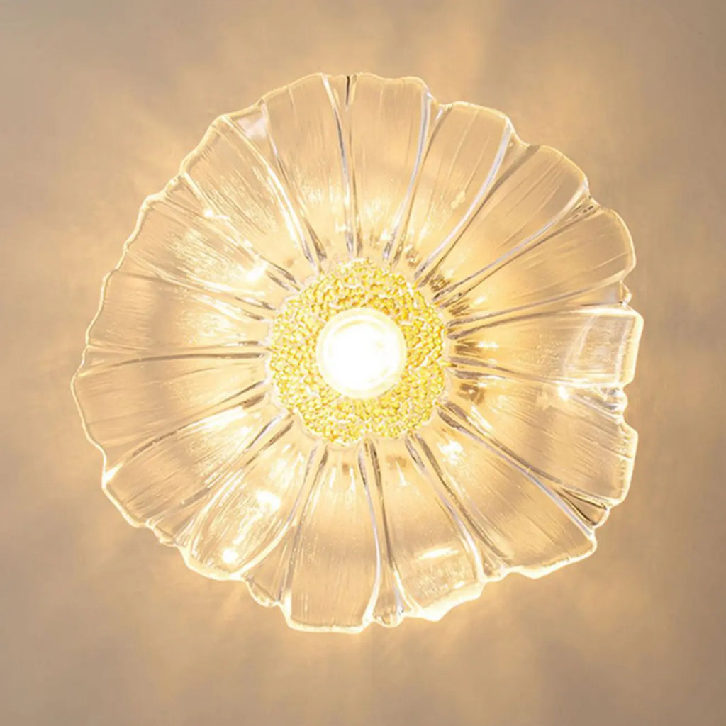 Modern Floral Glass Semi-Flush Ceiling Light for Entryway