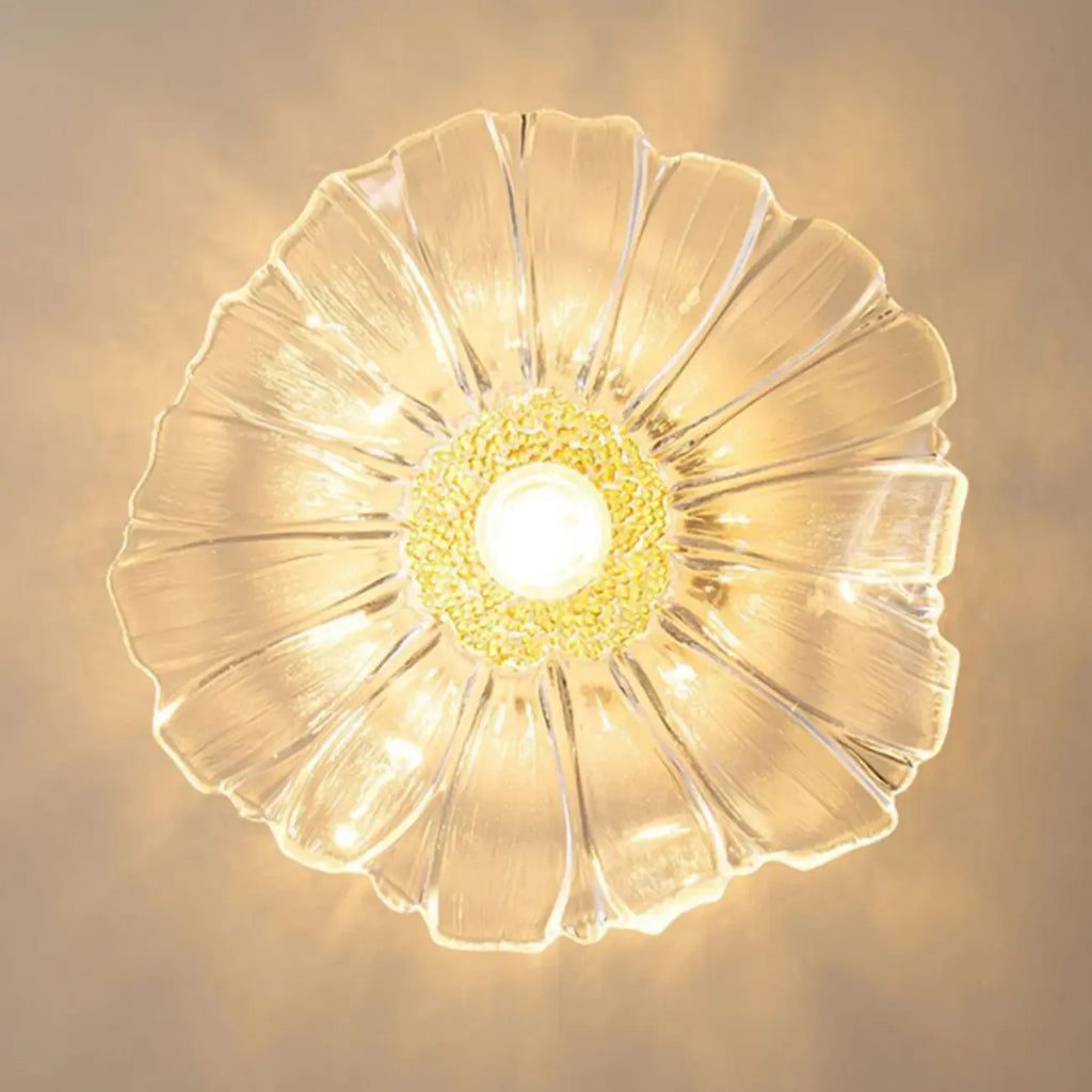 Modern Floral Glass Semi-Flush Ceiling Light for Entryway