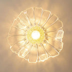 Modern Floral Glass Semi-Flush Ceiling Light for Entryway