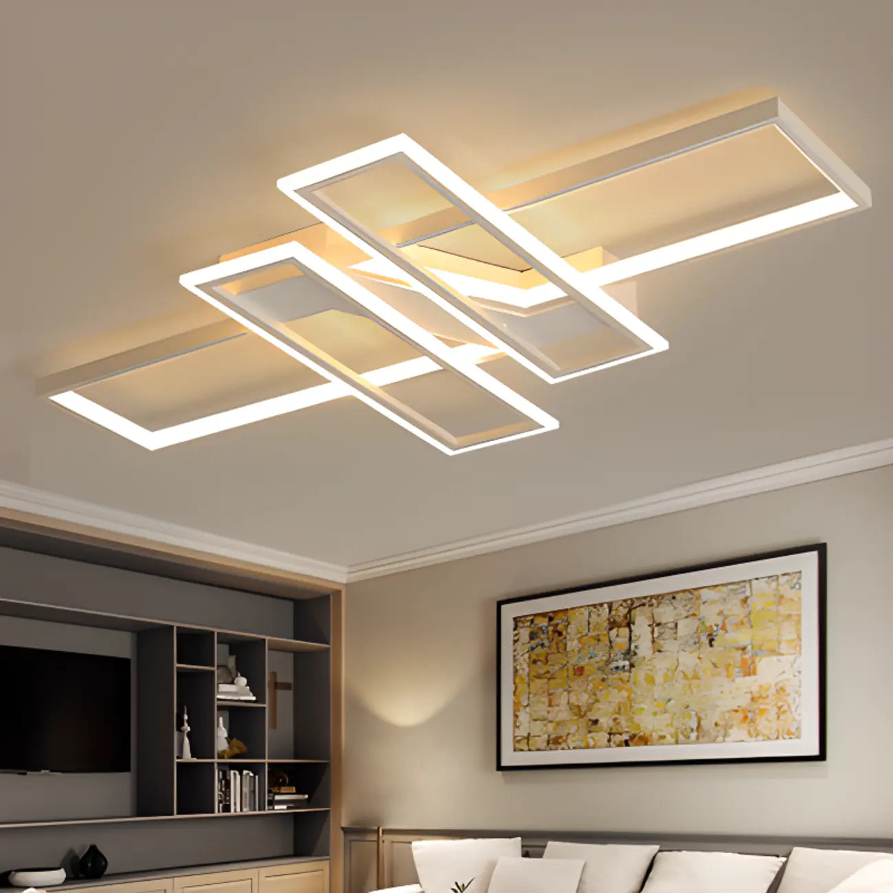 4-Light Modern LED Semi Flush Ceiling Light for Living Room