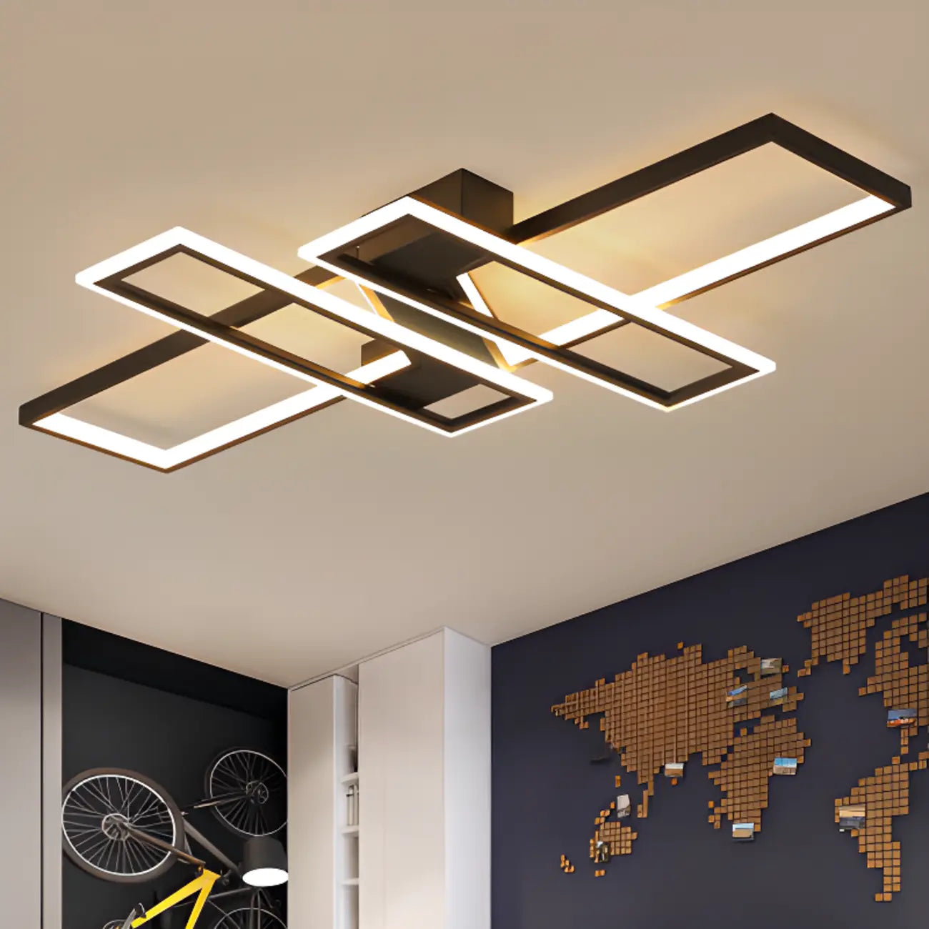 4-Light Modern LED Semi Flush Ceiling Light for Living Room