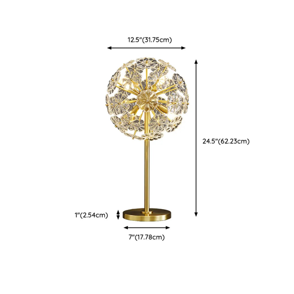 Glamorous Globe Crystal Table Lamp Gold Metal for Living Room