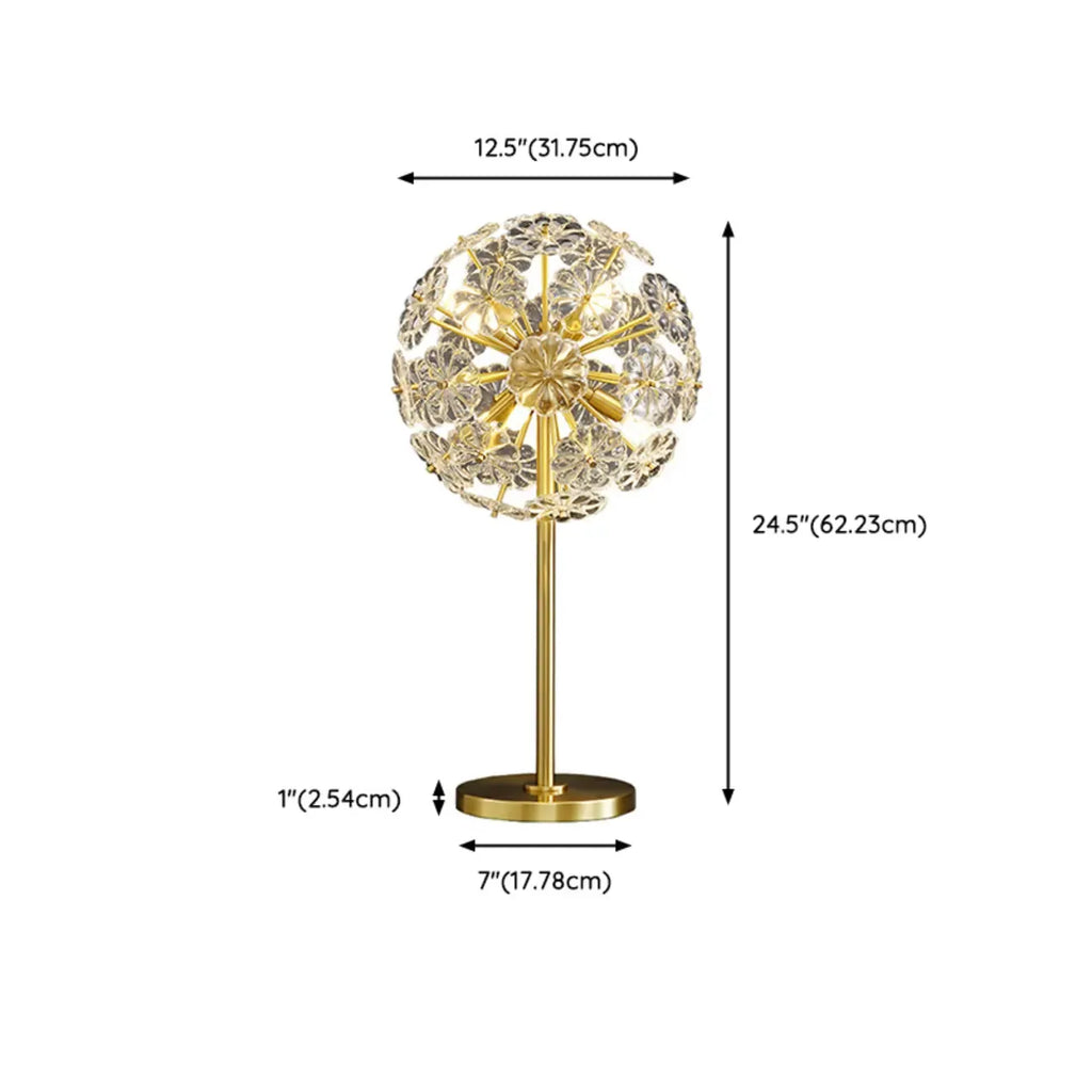 Glamorous Globe Crystal Table Lamp Gold Metal for Living Room