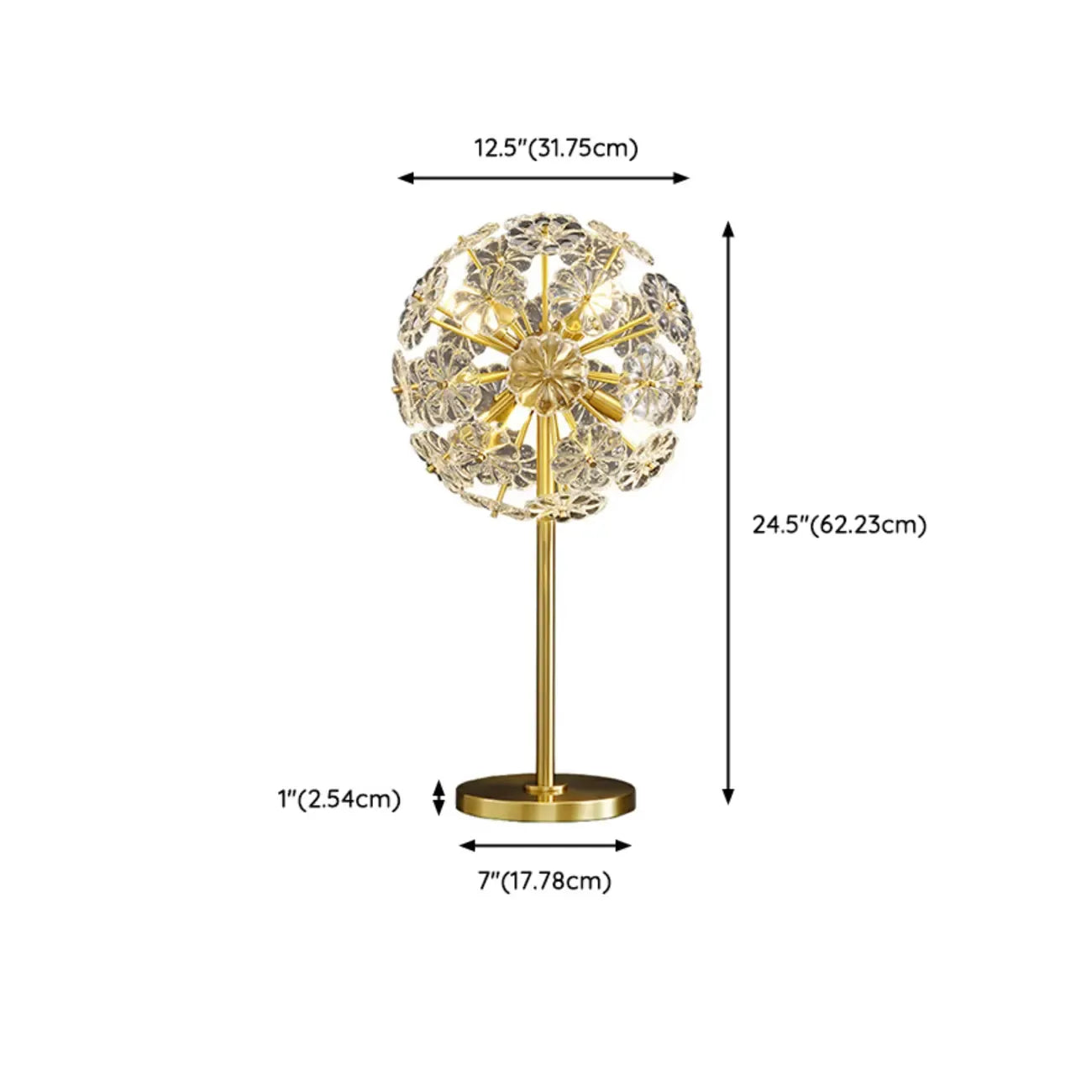 Glamorous Globe Crystal Table Lamp Gold Metal for Living Room
