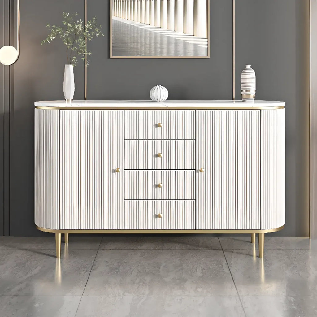 Glam Stone Waterproof Oval Storage Cabinet with 4 Drawers