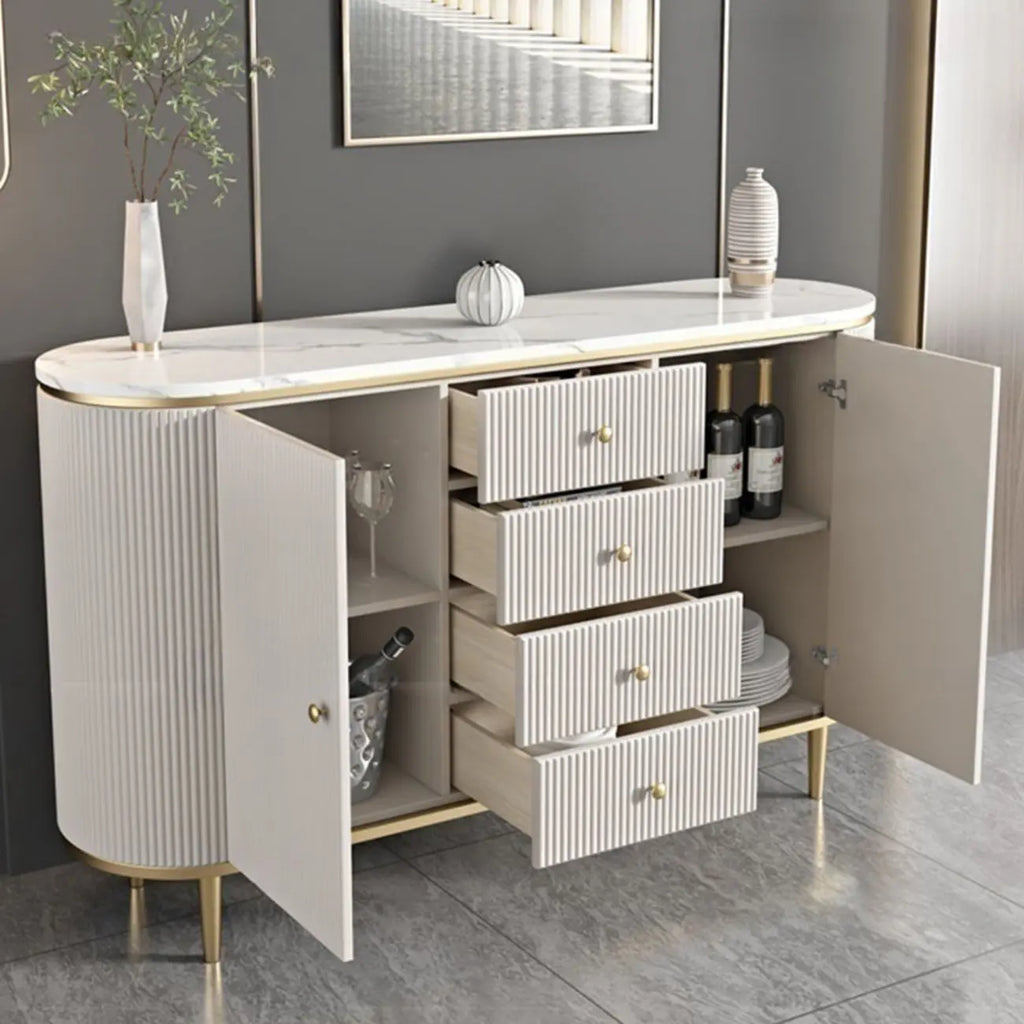 Glam Stone Waterproof Oval Storage Cabinet with 4 Drawers