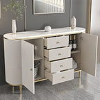 Glam Stone Waterproof Oval Storage Cabinet with 4 Drawers