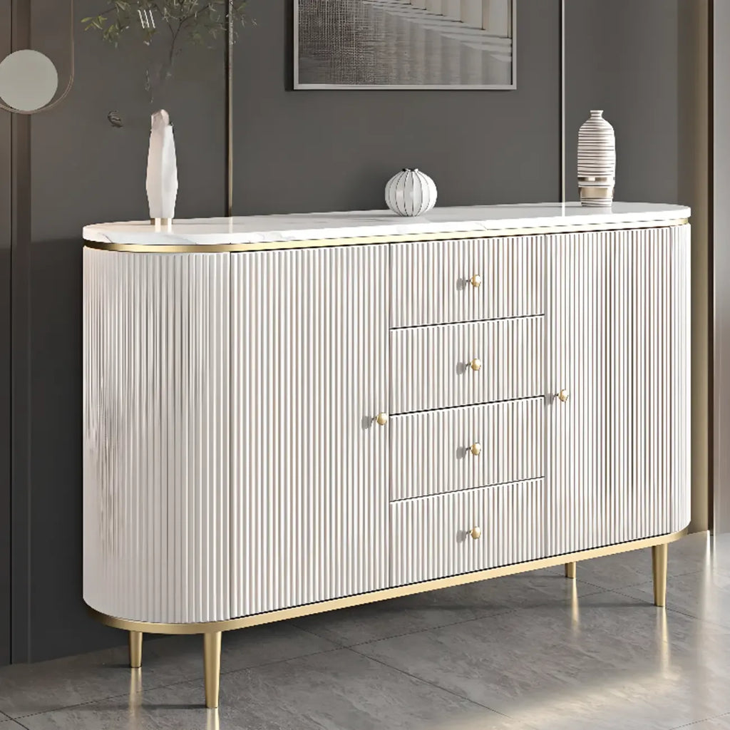 Glam Stone Waterproof Oval Storage Cabinet with 4 Drawers