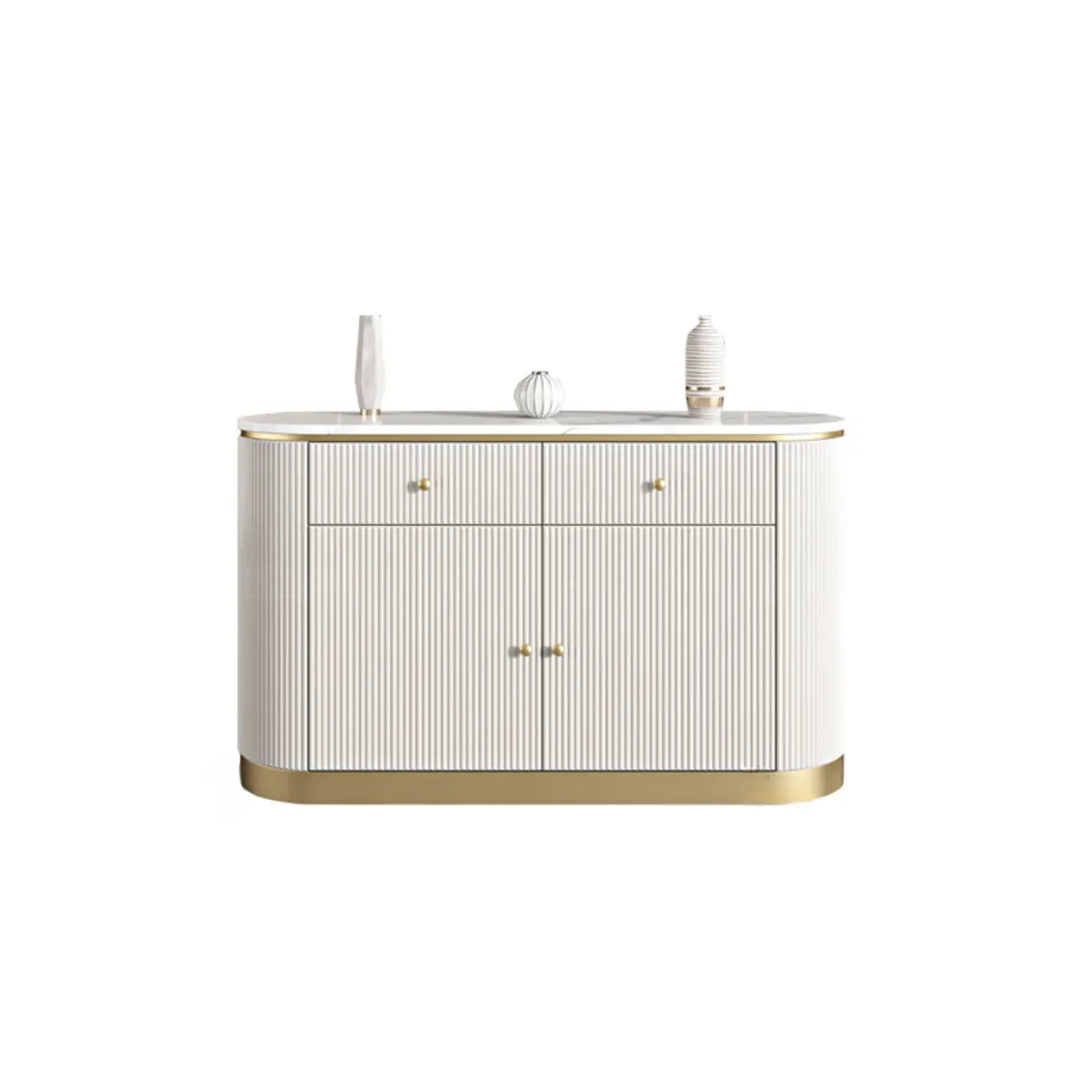 Glam Stone Waterproof Oval Storage Cabinet with 4 Drawers