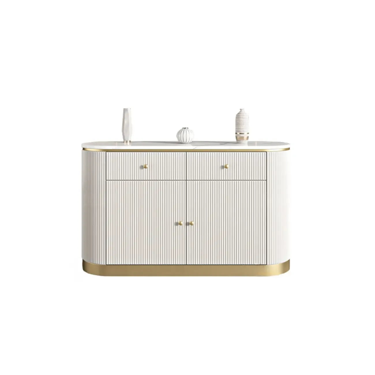 Glam Stone Waterproof Oval Storage Cabinet with 4 Drawers
