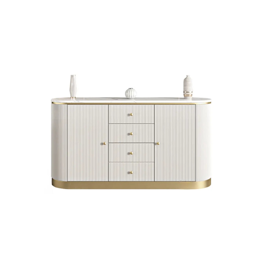 Glam Stone Waterproof Oval Storage Cabinet with 4 Drawers