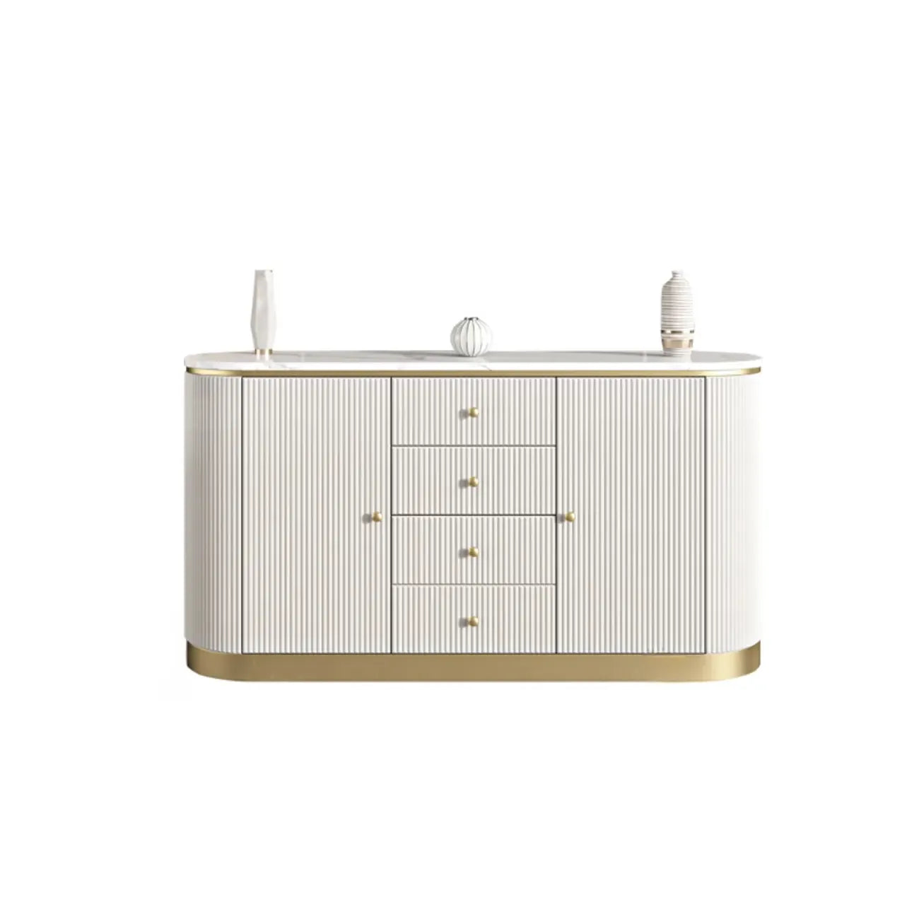 Glam Stone Waterproof Oval Storage Cabinet with 4 Drawers
