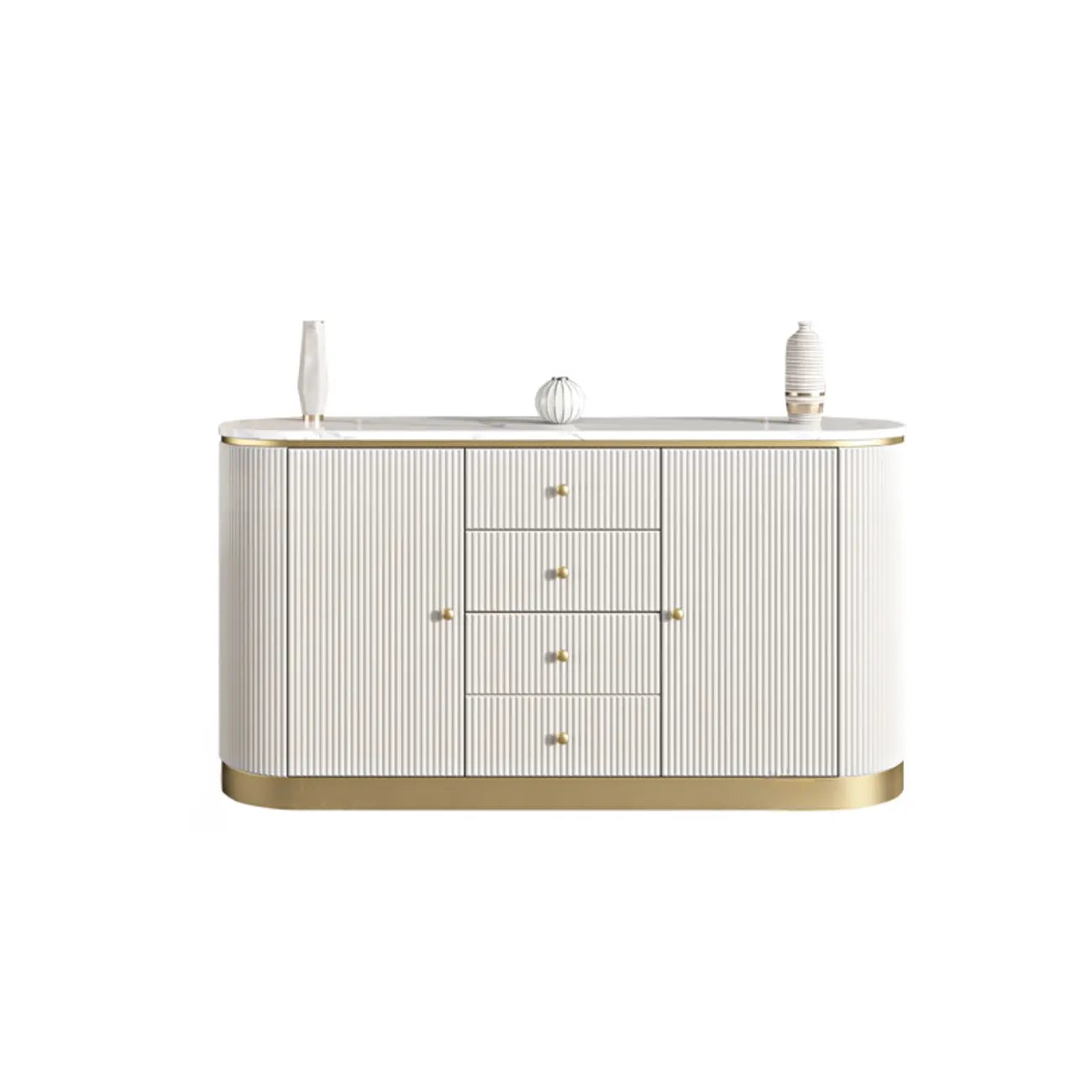 Glam Stone Waterproof Oval Storage Cabinet with 4 Drawers