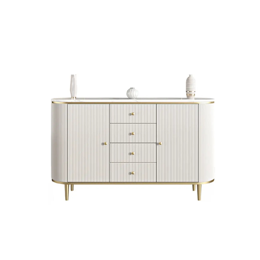 Glam Stone Waterproof Oval Storage Cabinet with 4 Drawers