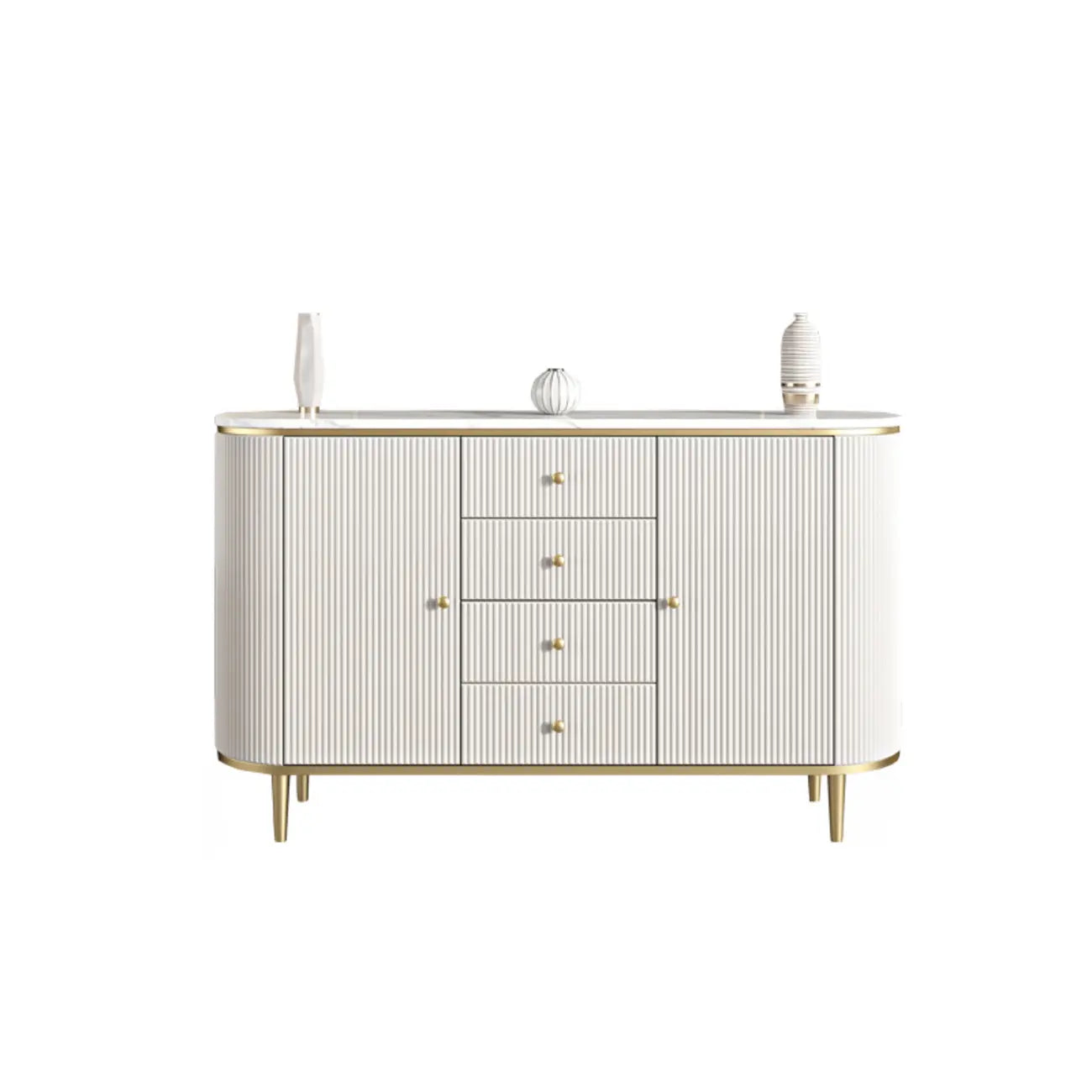 Glam Stone Waterproof Oval Storage Cabinet with 4 Drawers