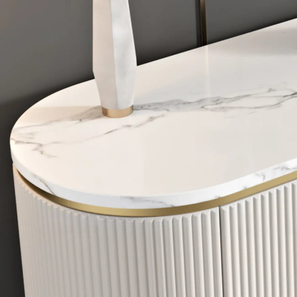 Glam Stone Waterproof Oval Storage Cabinet with 4 Drawers