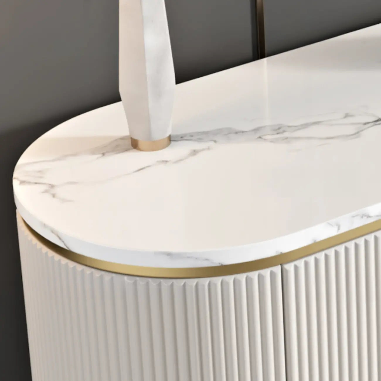 Glam Stone Waterproof Oval Storage Cabinet with 4 Drawers