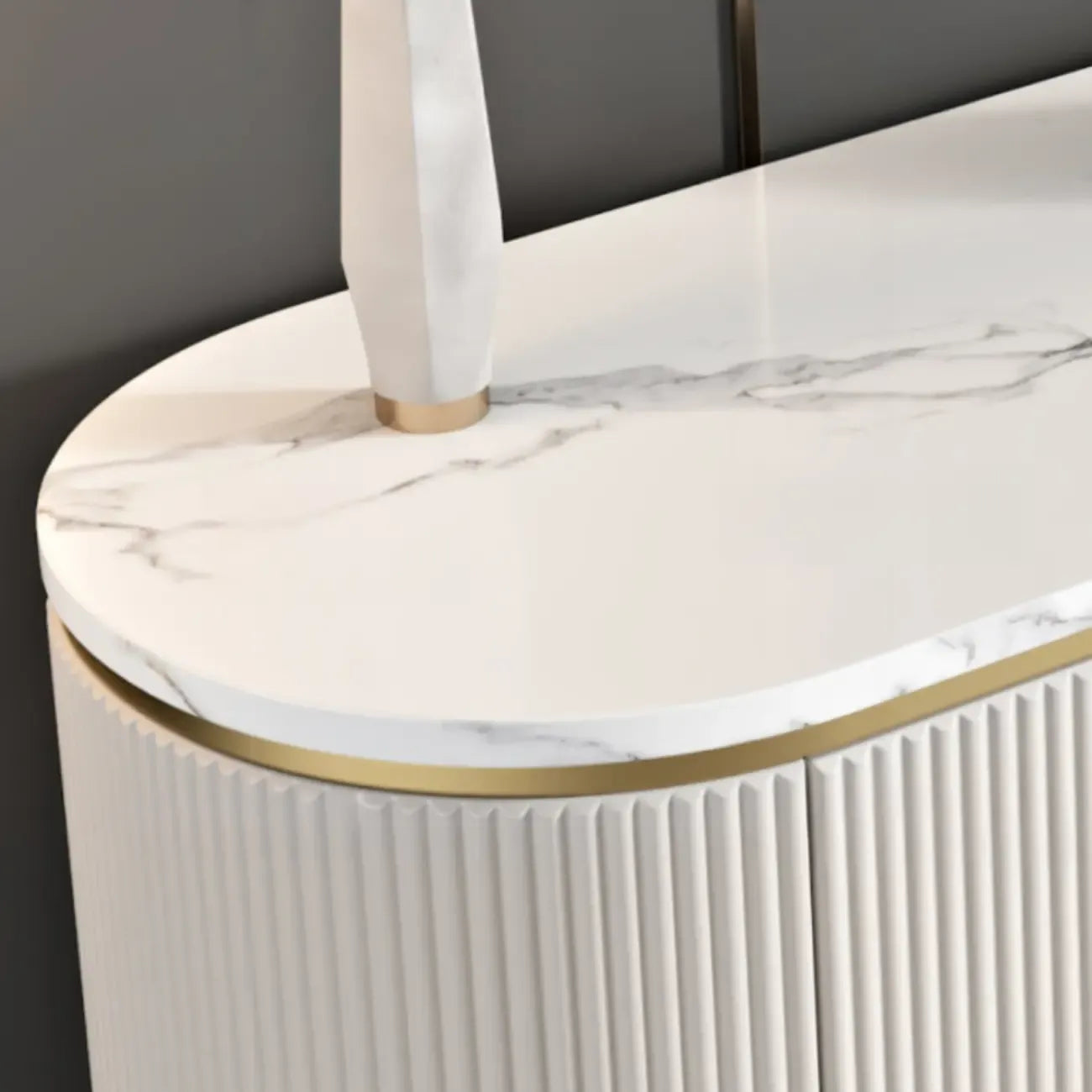 Glam Stone Waterproof Oval Storage Cabinet with 4 Drawers