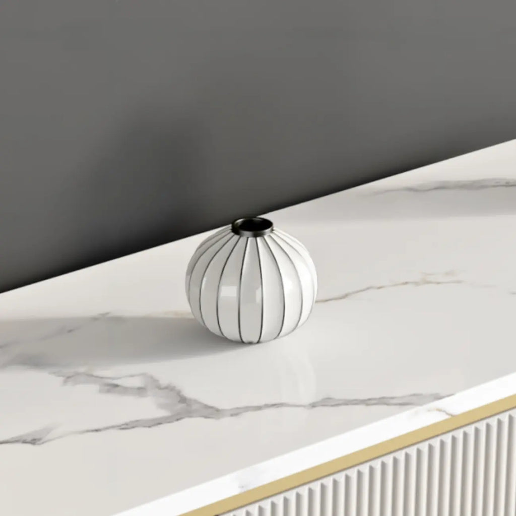 Glam Stone Waterproof Oval Storage Cabinet with 4 Drawers