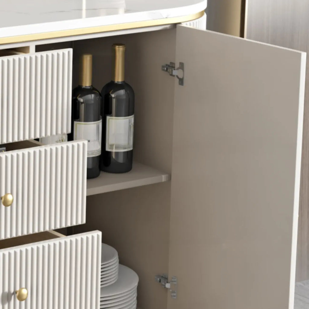 Glam Stone Waterproof Oval Storage Cabinet with 4 Drawers