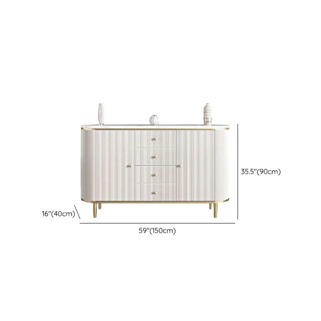 Glam Stone Waterproof Oval Storage Cabinet with 4 Drawers