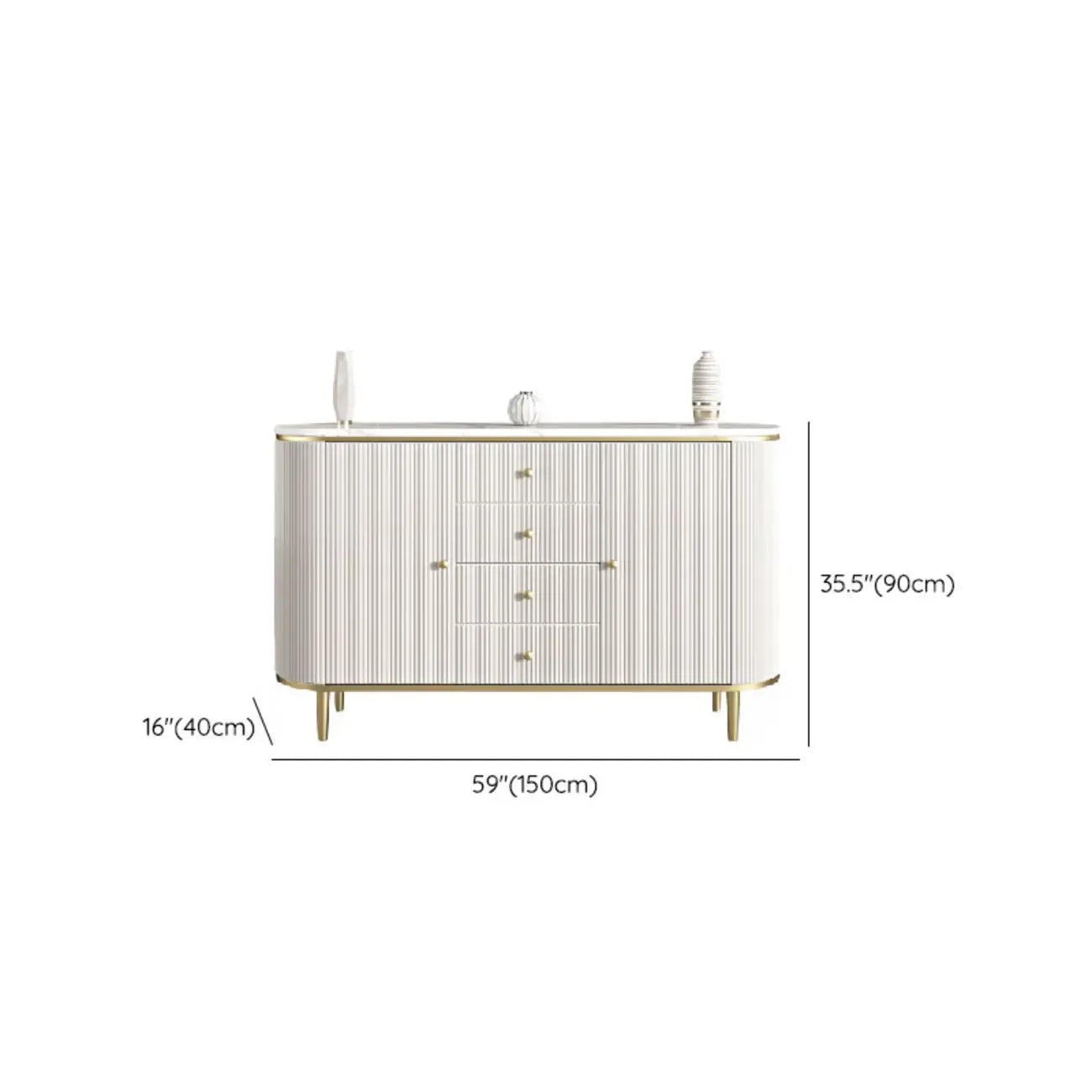 Glam Stone Waterproof Oval Storage Cabinet with 4 Drawers