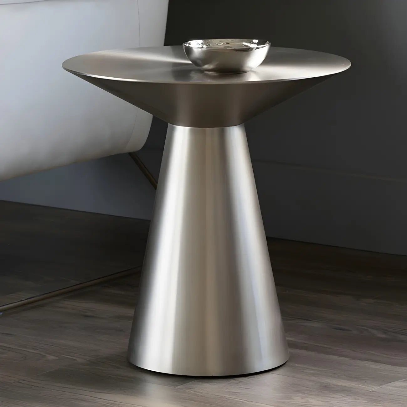 Minimalist Modern Silver Metal Side Table for Living Room