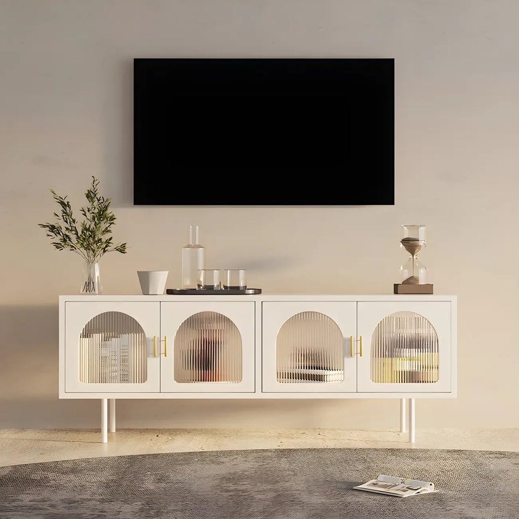 Minimalist Metal TV Stand with Storage and Shelves for Home Use
