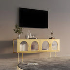 Minimalist Metal TV Stand with Storage and Shelves for Home Use