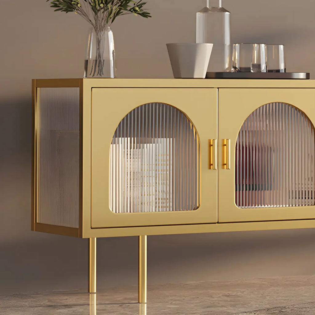 Minimalist Metal TV Stand with Storage and Shelves for Home Use