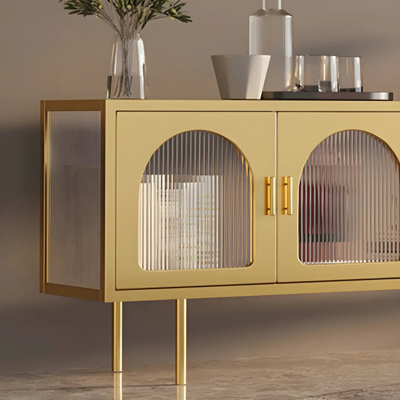 Minimalist Metal TV Stand with Storage and Shelves for Home Use