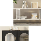 Industrial Black Glass Dooor Metal Shelf Cabinet TV Stand