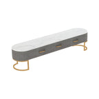 Nordic Grey Marble Pleated Front TV Stand with Gold Base