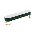 Nordic Grey Marble Pleated Front TV Stand with Gold Base